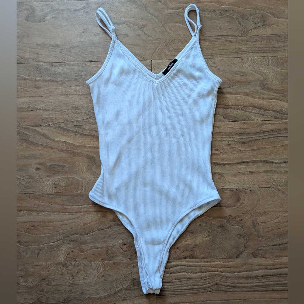 Ambiance White Ribbed Bodysuit